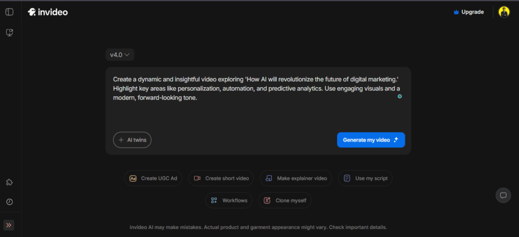 AI video creation on InVideo platform for digital marketing, automation, and personalization